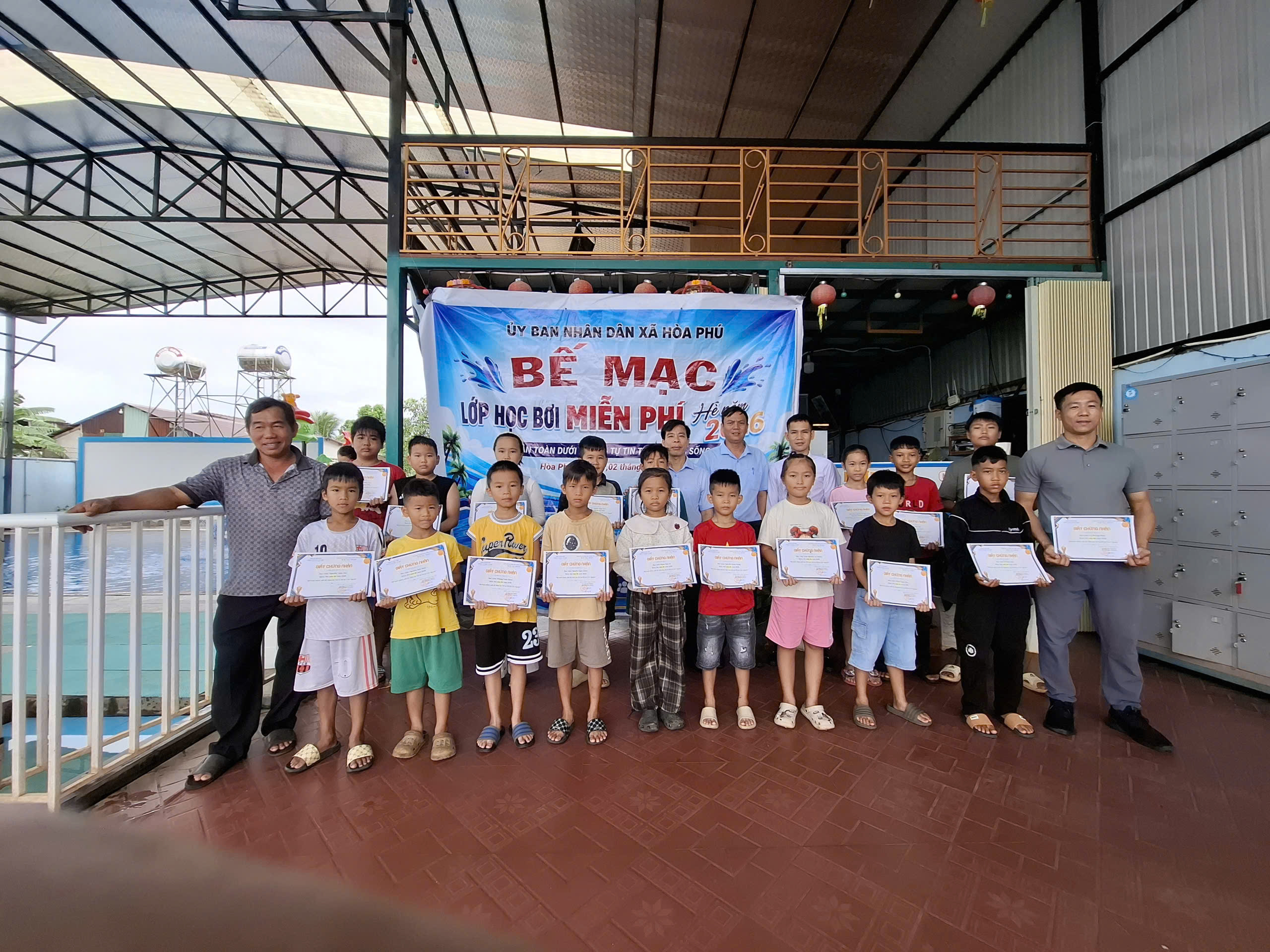 Bế Mạc 2 Lớp Dạy Bơi Miễn Phí Cho Thiếu Niên, Nhi Đồng Có Hoàn Cảnh Khó Khăn Trên Địa Bàn Xã Hòa Phú