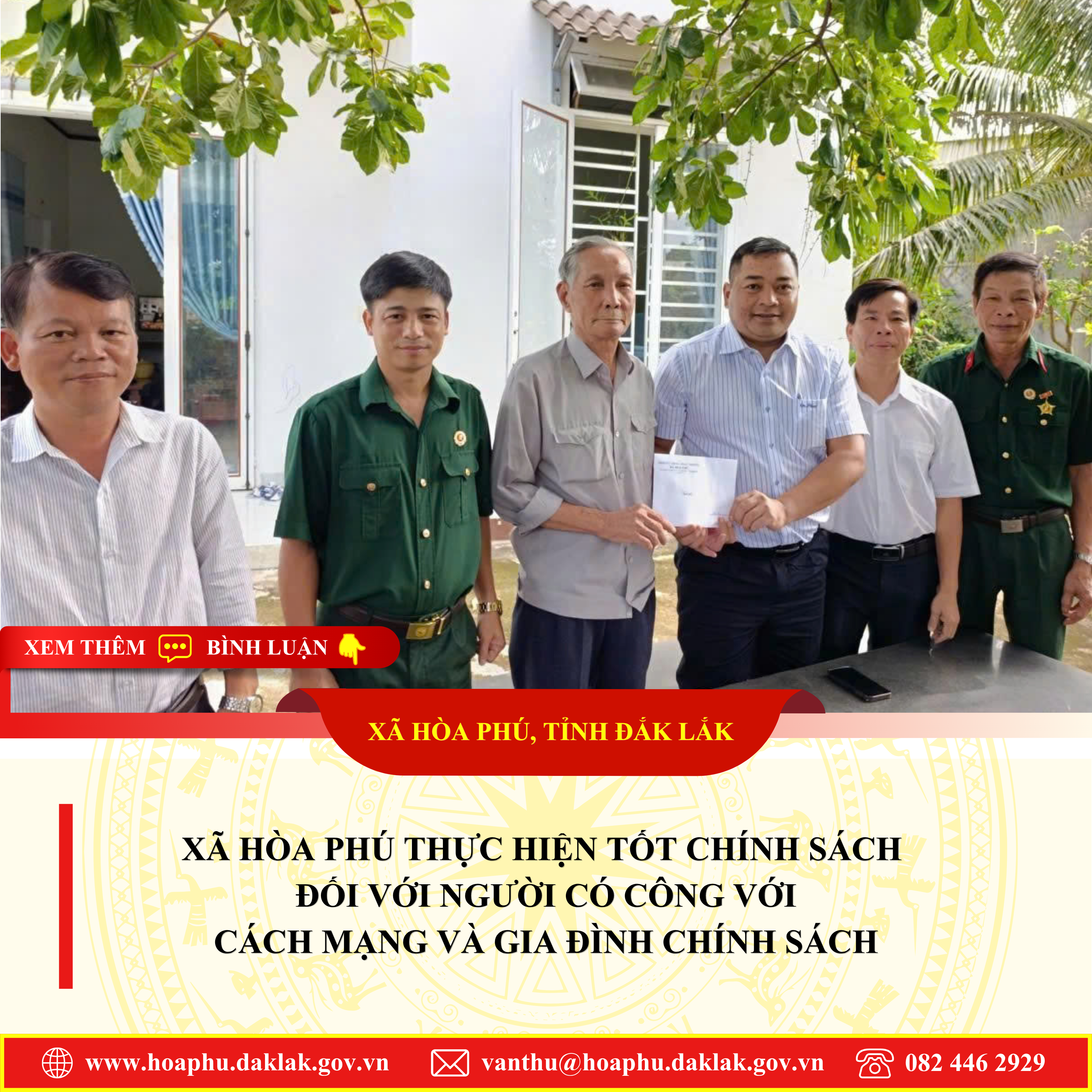 Xã Hòa Phú thực hiện tốt chính sách đối với người có công với cách mạng và gia đình chính sách
