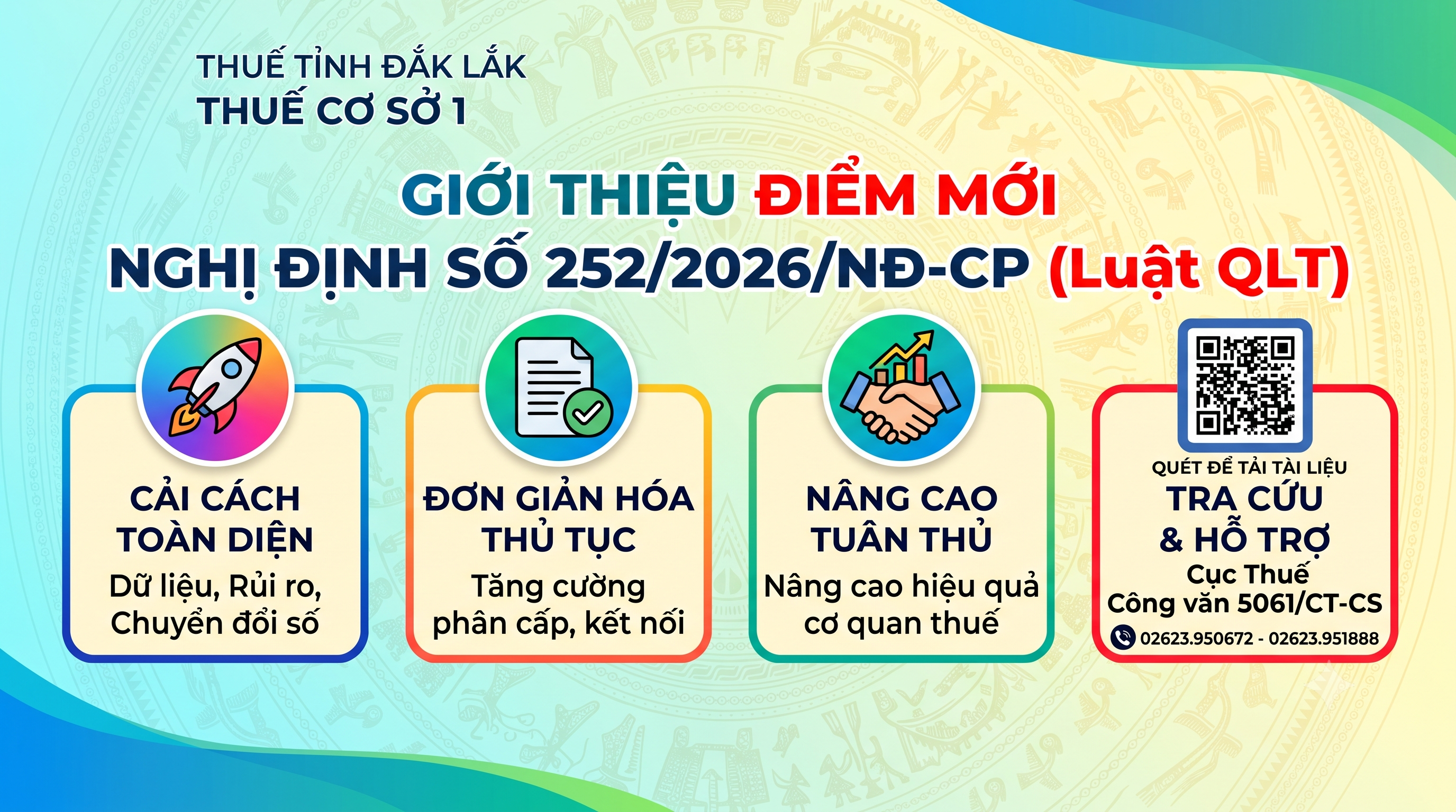 Thuế cơ sở 1 tỉnh Đắk Lắk giới thiệu một số điểm mới của Nghị định số 252/2026/NĐ-CP hướng dẫn thi hành Luật Quản lý thuế